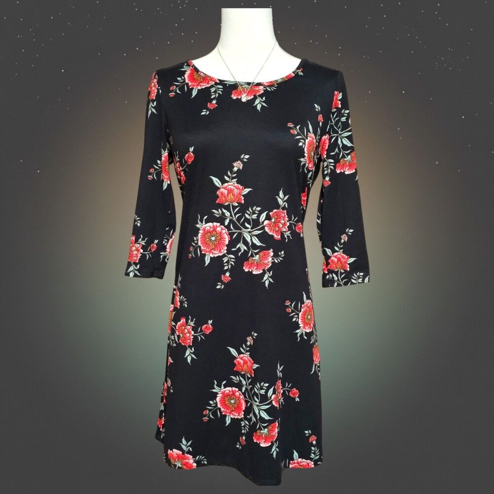 Fortune+Ivy Womens Small Dress Black Boho Cottagecore Romantic Floral